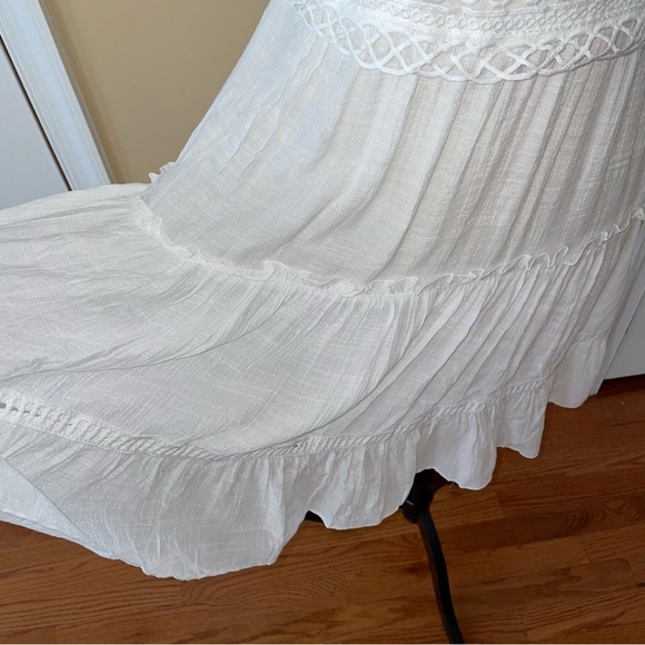 White Crochet Top Backless Mini Beach Coverup Dress - Picture 5 of 8